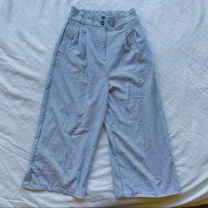 striped high-waisted slacks